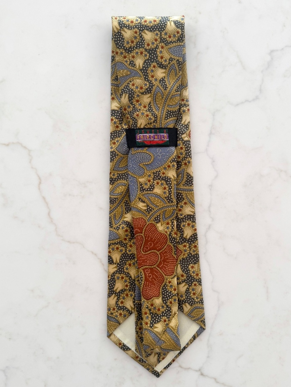 James B. Fairchild 80s/90s Vintage Javanese Batik Print Silk Tie - Picture 3 of 4